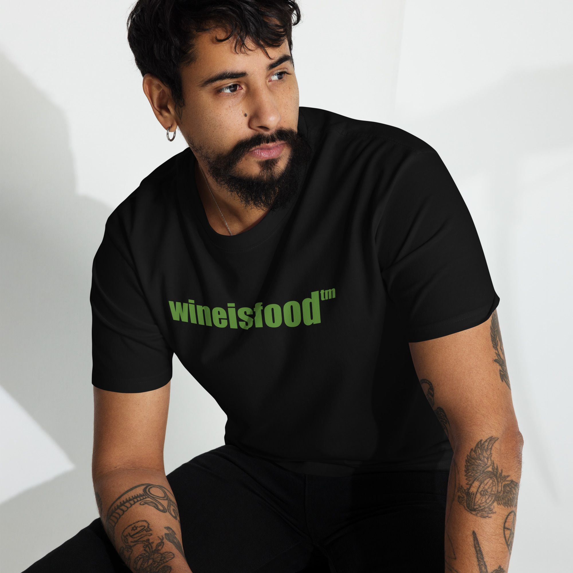 Men’s premium wine is food heavyweight tee - Image 2