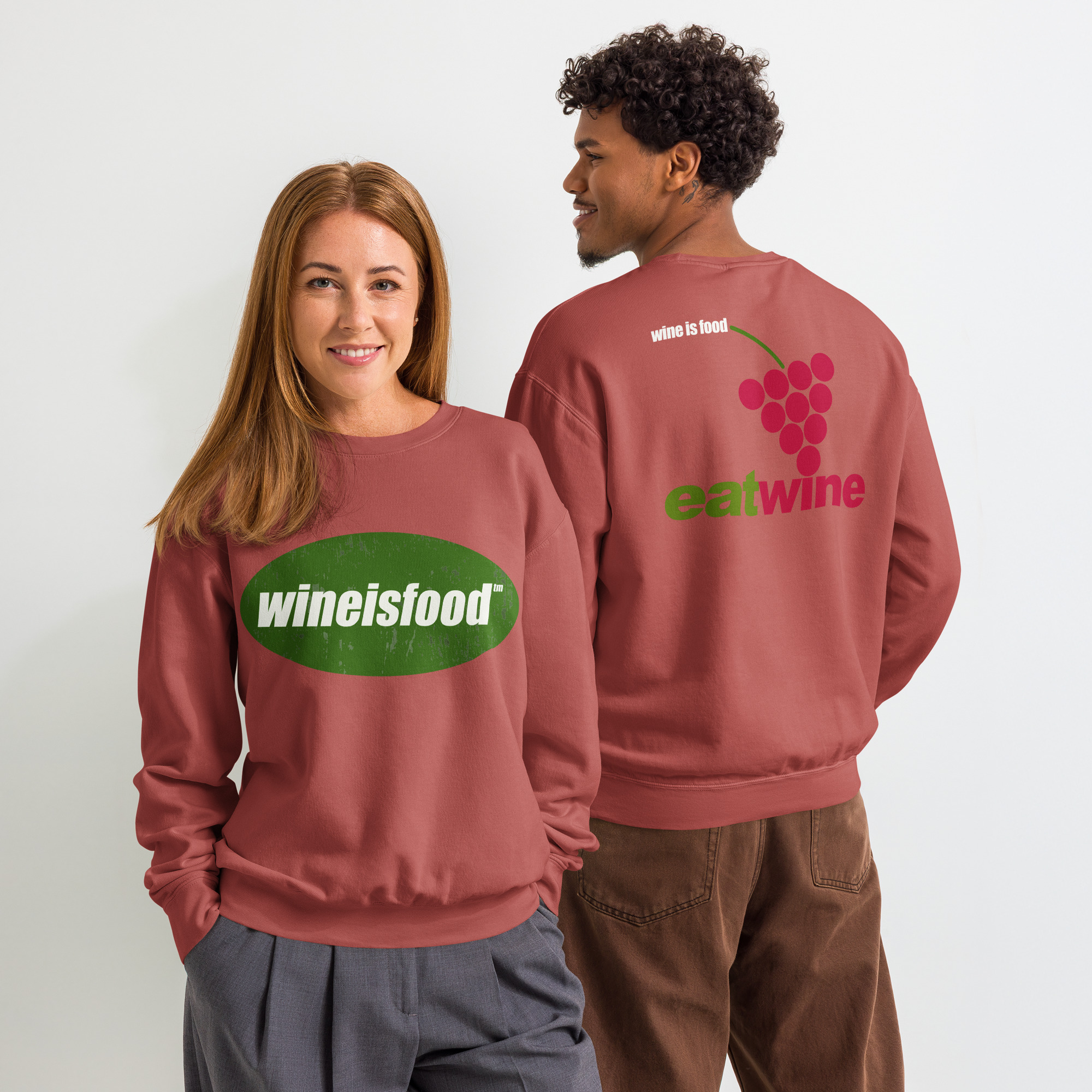 Unisex wine is food garment-dyed fleece crewneck sweatshirt - Image 3