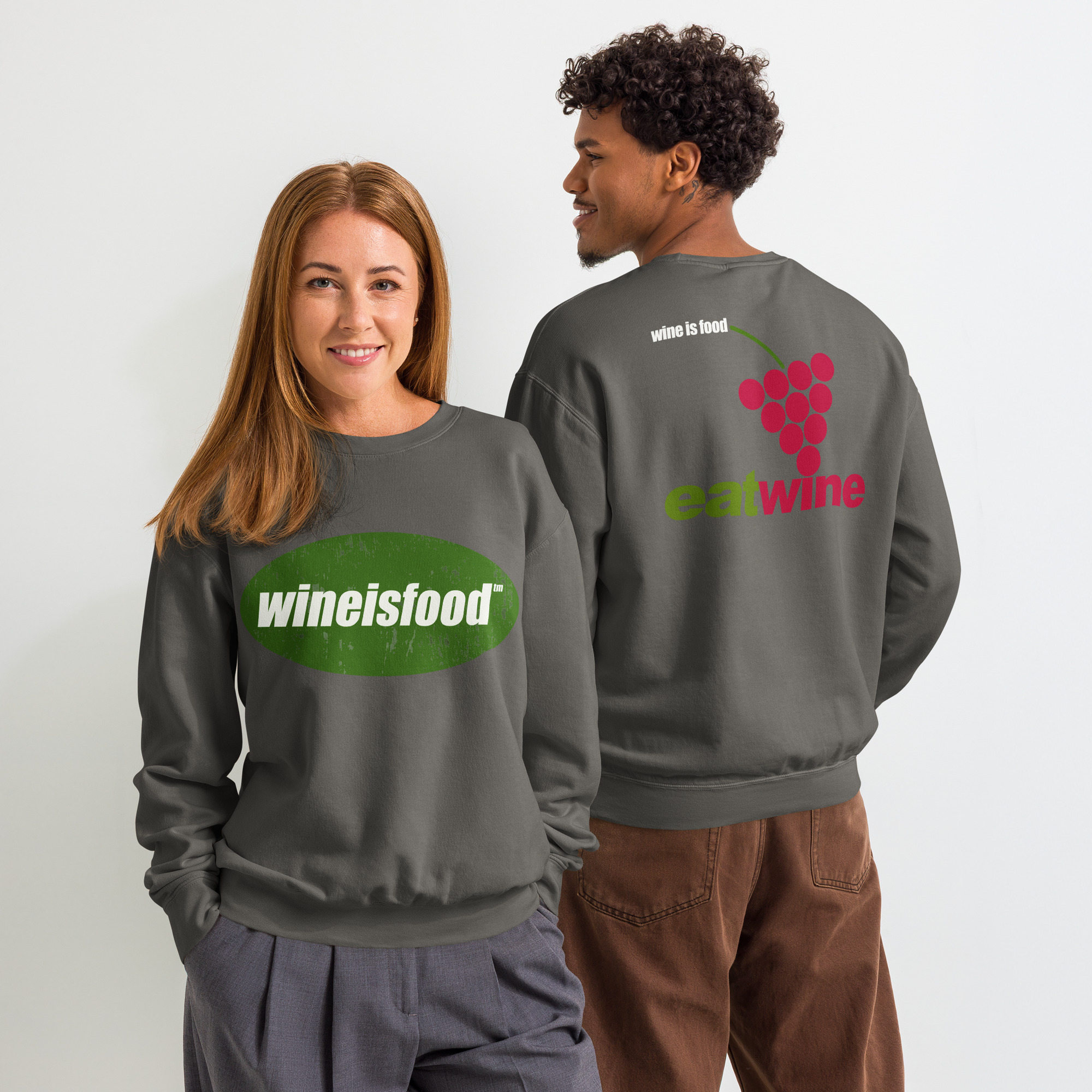 Unisex wine is food garment-dyed fleece crewneck sweatshirt - Image 2
