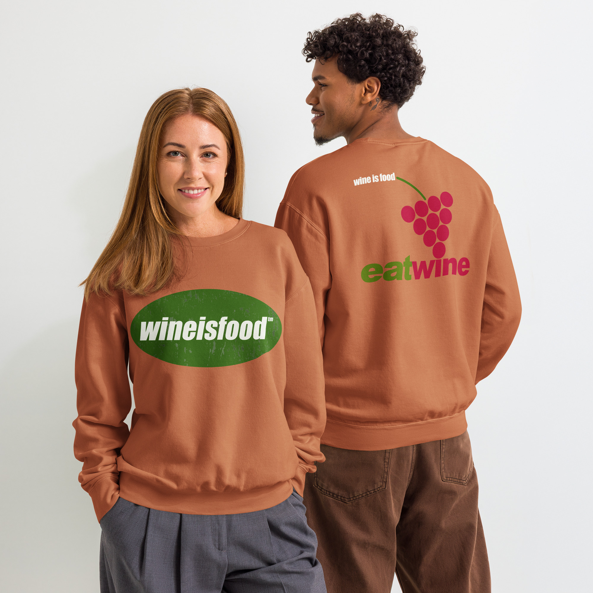 Unisex wine is food garment-dyed fleece crewneck sweatshirt - Image 5