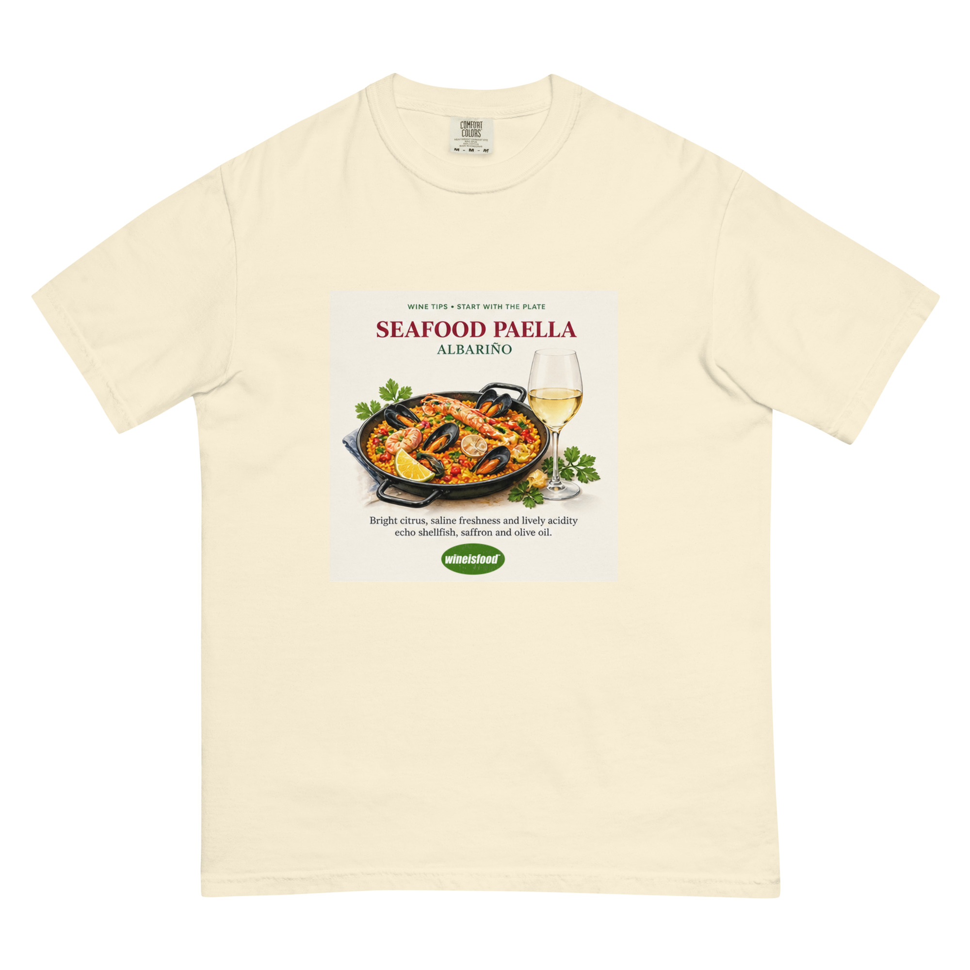 Seafood Paella & Albariño — Start With the Plate Heavyweight T-Shirt - Image 3