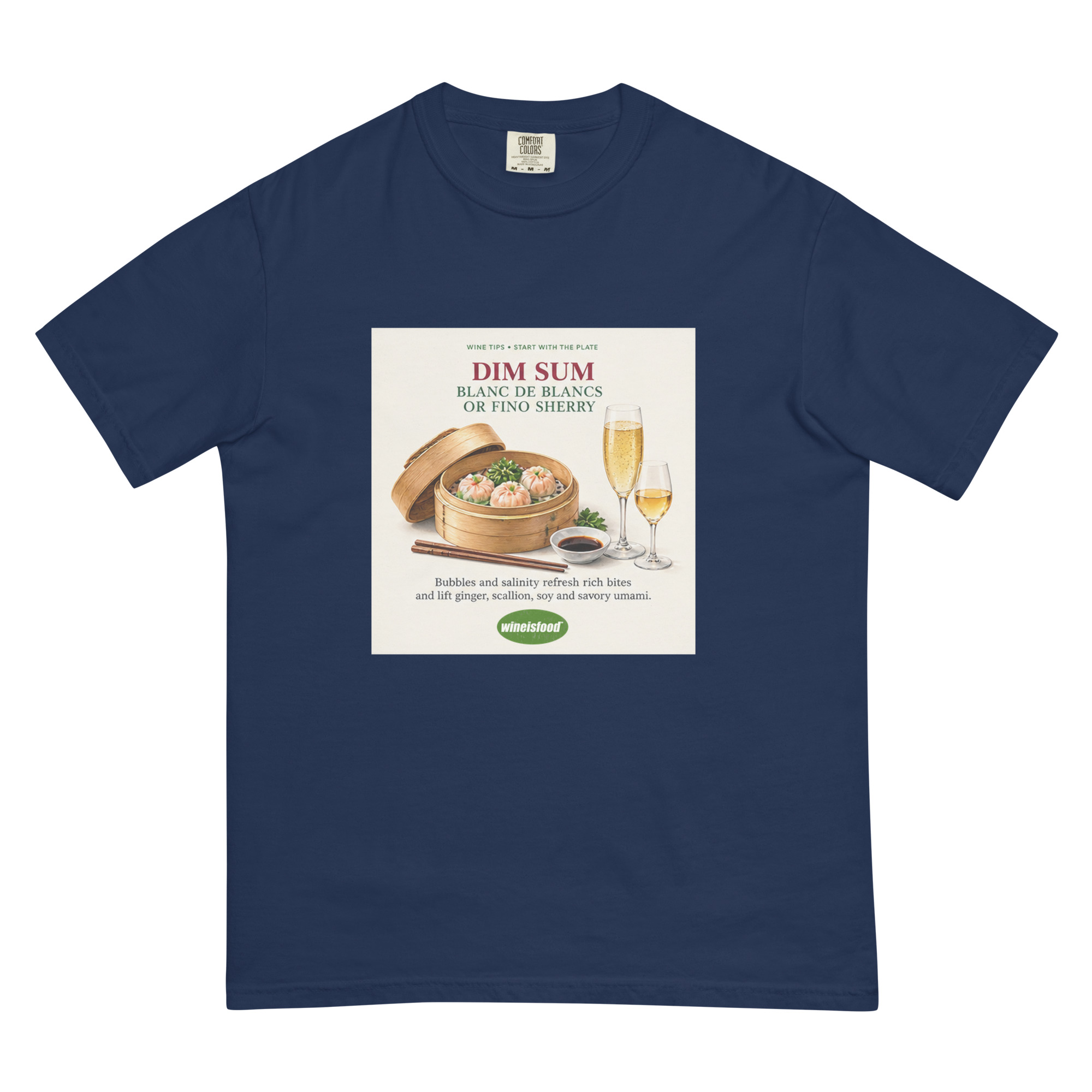 Dim Sum & Blanc de Blancs or Fino Sherry — Start With the Plate Heavyweight T-Shirt - Image 3